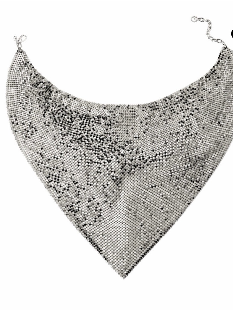 Whiting & Davis Silver Mesh Bandana Necklace (Vintage)